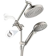 BRIGHT SHOWERS Rain Shower Head with Handheld Spray Built-in Power Wash, High Pressure Dual Showe...