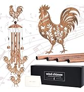 LIRAVENO Chicken Decor Wind Chimes - Metal Rooster Windchimes Outdoors Decoration Garden Patio Ya...