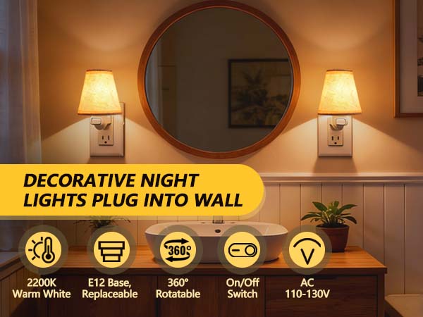 decorative night lights plug into wall