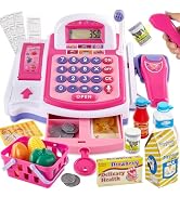 BUYGER Calculator Cash Register Toy Pretend Grocery Store Cashier Toy Gift for Preschool Toddler ...