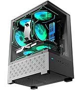 Micro ATX Case, MATX,ITX PC Case with 2 X 120mm ARGB Fan Pre-Installed, Panoramic View Tempered G...