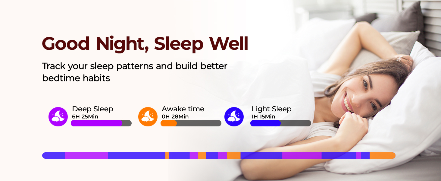 Sleep monitor smart watch tracking deep, light, and REM sleep stages for better wellness
