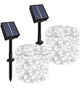 Solar String Lights Outdoor Waterproof 2 Pack Total 66ft 200LED 8 Modes Twinkle Lights Solar Fair...