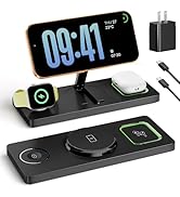 Foldable 3 in 1 Charging Station for Magsafe, Magnetic Phone and Watch Charger Stand for Apple De...