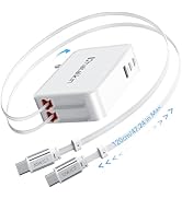 65W for MacBook Pro Charger,5-in-1 Retractable Wall Charger Plug for iPhone 17, Dual 3.94 ft PD U...