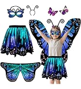 Jackcell Butterfly Wings Costumes with Skirt for Girls, Kids Butterfly Cape Fairy Costume Set,Hal...