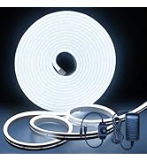 MMEEVT LED Neon Lights, 24V Cool White Dimmable LED Strip Lights, 16.4ft/5m Waterproof LED Neon R...