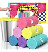 T.FORING 150 Count 4 Gallon Small Trash Bags - Colored Bathroom Garbage Bags Unscented Leak-proof...
