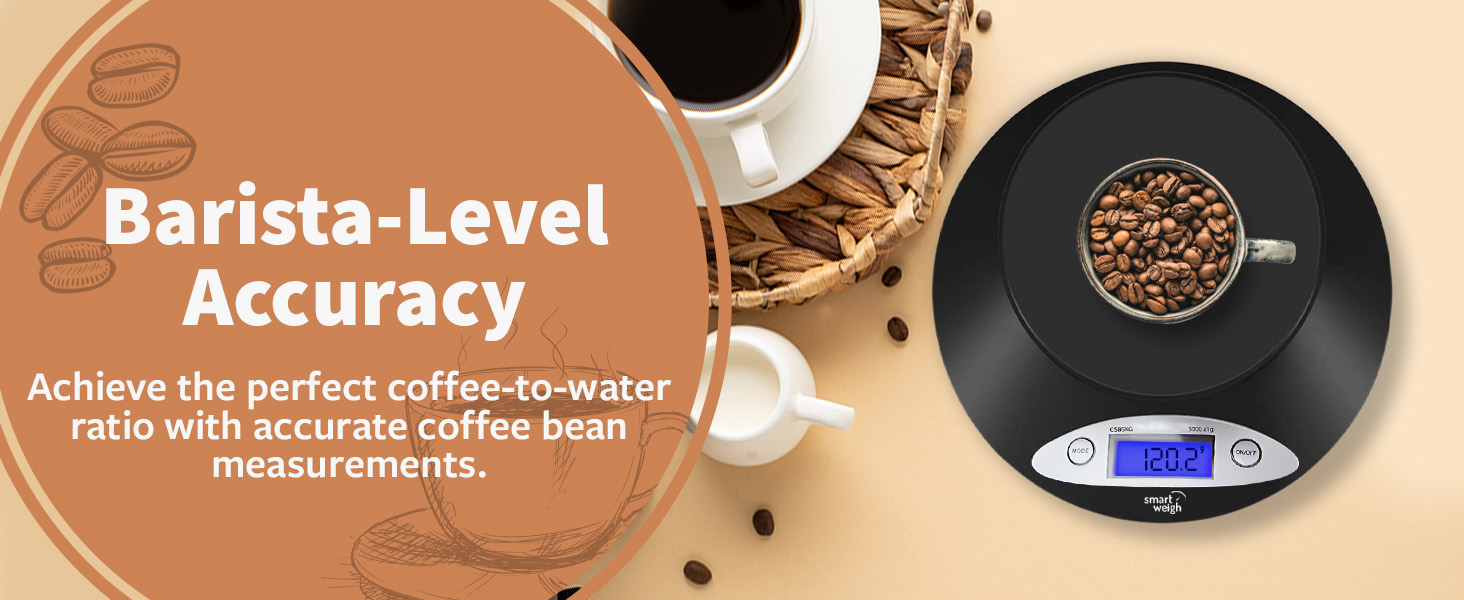 Smart Weigh Digital Kitchen Scale barista-level accuracy coffee water ratio beans measurements