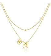 adoyi Early Christmas Gift Ideas for Women Hers Dainty 14K Gold Plated Heart Initial Necklaces La...