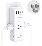 Surge Protector Outlet Extender - with Rotating Plug, 6 AC Multi Plug Outlet with 4 USB Ports (2 ...