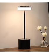 AIHYING Black Cordless Table Lamp Portable LED Desk Lamp 5000mAh Battery Operated 3 Color Steples...