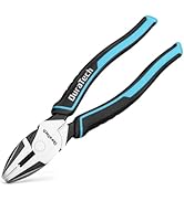 DURATECH 8" High Leverage Linemans Pliers, Cr-Ni Side Cutters, Linesman Pliers for Wire Cutting, ...