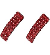 2Pcs Red Rhinestones Korean Style Hair Clips,Rectangular Hairpins Shiny Luxury Hairpins Wedding R...