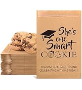 JarThenaAMCS 100Pcs Graduation Cookie Treat Bags She's One Smart Cookie Self-Adhesive Congrats Gr...