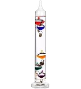 Lily's Home 11 inch Glass Galileo Thermometer with 5 Multi Colored Balls with Gold Tags from 64ºF...