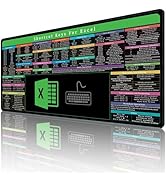 Raryine Excel Mouse pad,Computer Desk Accessories Over 150 Shortcut Keys,Non-Slip&amp;Waterproof Desk...