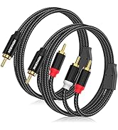 HOSONGIN 2-Pack Ultra-Wear-Resistant RCA Y-Splitter Cable 2 Male to 1 Male | 3.3ft (1M) | 24K Gol...