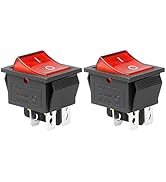 QTEATAK 2Pcs AC 20A/125V 15A/250V DPST 4 Pins 2 Position ON/Off Boat Rocker Toggle Switch with Re...