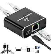 Gigabit Ethernet Splitter 1 to 2-1000Mbps High Speed RJ45 Port Multiplier with USB-C Power, LAN N...