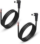GINTOOYUN 2 Pack 90 Degree DC Power Pigtails Cable, Right Angle DC 5.5mm x 2.5mm Male Plug to Bar...