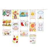 Dahey Art Display for Kids Artwork Wall Decor Boho Wooden Beads Garland Frame Holder with 34 Clip...