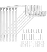 6PCS Heavy Duty White Closet Rod Brackets 11 x 11 Inch,1-3/8Inch Diameter Shelf and Rod Bracket H...