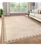 5x7 Area Rug Washable Living Room Rugs Non Slip Modern Border Large Bedroom Throw Carpet Soft Sta...
