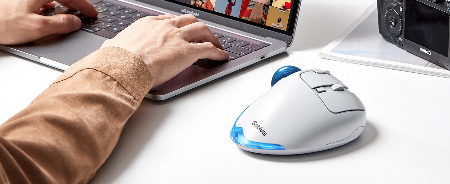 Wireless Trackball Mouse, Ergonomic Bluetooth Rechargeable Computer Mouse