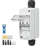 Pjerjzn Solar Panel Disconnect Switch 550V-1000V Solar Shut Off Switch 2 Poles Outdoor
