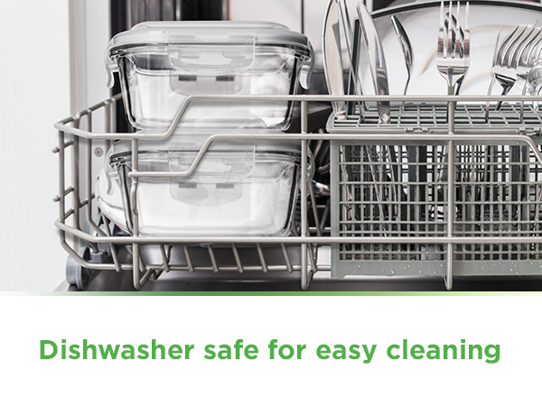 Glass container inside the dishwasher