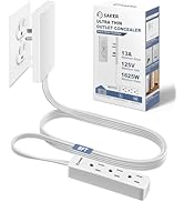 Saker Outlet Cover Extension Cord | 8ft Flat Extension Cord with 3 Outlets,1625W | Universal Size...