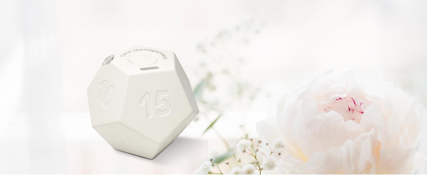 CreaViva pomodoro cube timer floral white color