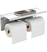 FORIOUS Double Toilet Paper Holder with Shelf, Wall Mount Tissue Roll Holder for Bathroom, 304 St...
