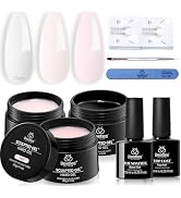 Beetles Builder Gel for Nails-3 Colors 9 in 1 Nail Extension Sculpting Building,Clear Nude Pink H...