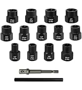 NORTOOLS 15 PCS 3/8” Drive Shallow Impact Socket Set,Metric and SAE Cr-V Steel Lug Nut Extractor ...