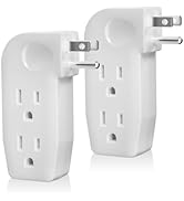 oviitech 3 Way Outlet Vertical Wall Tap Splitter Adapter with 3 Prong Plug for Behind Furniture, ...