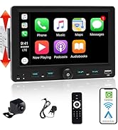Alondy Single Din Car Radio Touchscreen (7") Compatible with Apple CarPlay [Wireless] Car Stereo ...
