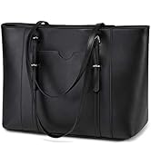 Laptop Tote Bag for Women, PU Leather Water Resistant Travel, Work,Teacher Tote Bag Fits 15.6 inc...
