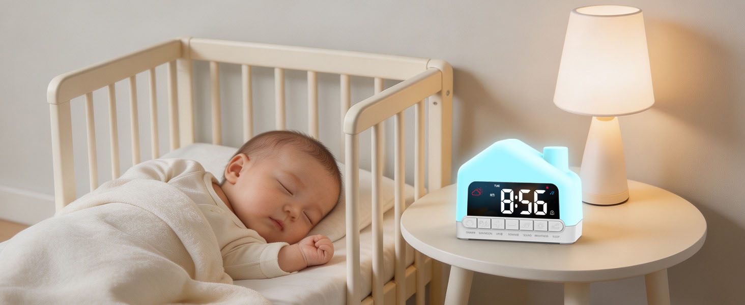 Azxb Alarm Clock for Kids with White Noise Sleep Aid