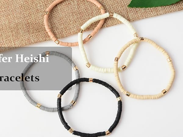 GOOJIDS Surfer Heishi Clay Bead Bracelets