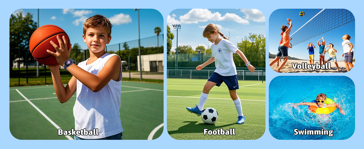 kid sport watch with ball games