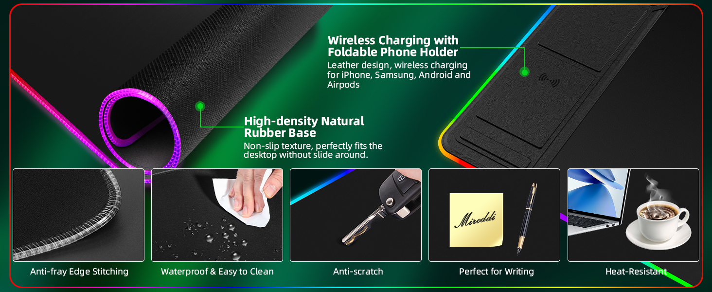 Desk Mat with Wireless Charging