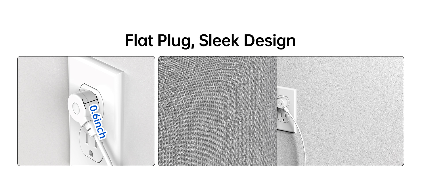 0.6inch Flat wall plug, sleek design for any where