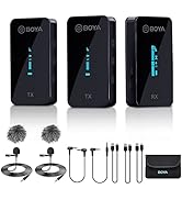 BOYA BY-XM6-S2 Wireless Lavalier Microphone 2.4GHz Dual Channel Wireless Lapel Microphones for Ca...