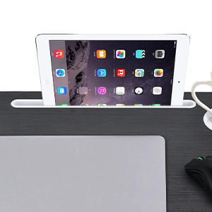 a tablet is placed on a desk