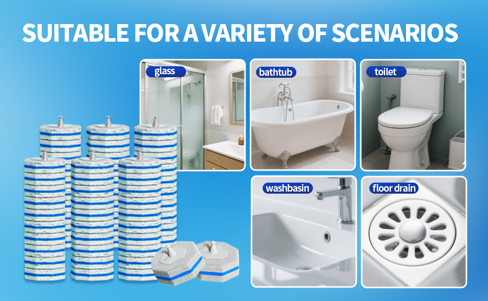 60pcs Disposable Toilet Brush Refills 5-1
