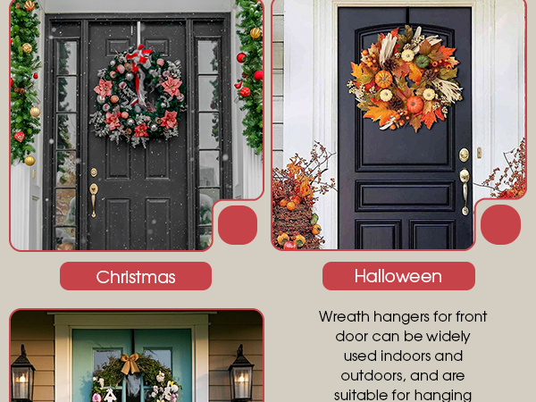 Wreath Hanger Black Wreath Hangers for Front Door 2 Pack Over The Door Hook Christmas Wreaths Hooks