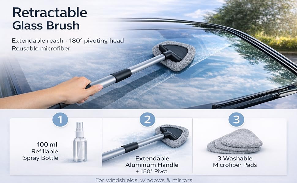 180° Swivel Retractable Glass Brush