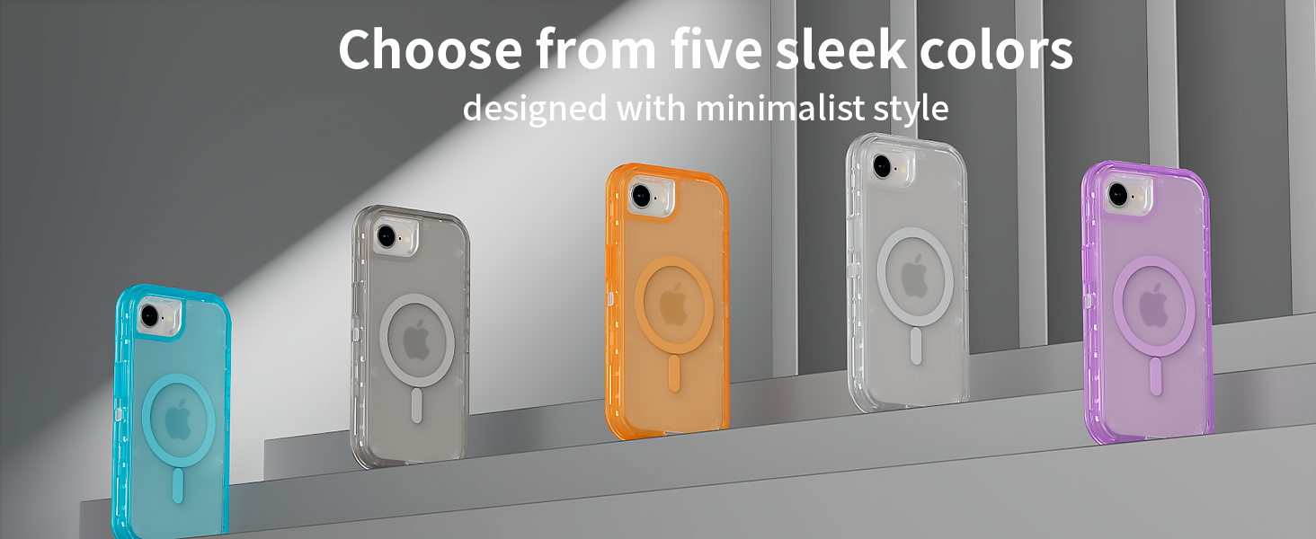 Five colors, transparent Orange purple blue clear gray